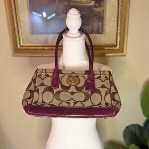 Vintage Y2K Coach Signature Canvas Burgundy Shoulder Bag